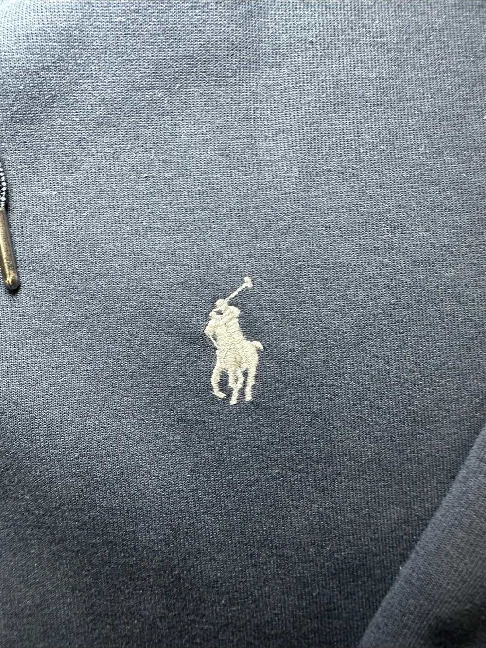 Polo Ralph Lauren Double-Knit Full-Zip Hoodie Navy Blue Size M Classic Pony